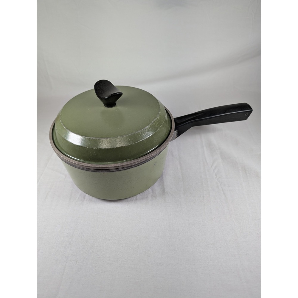Vintage Sears Aluminum Pot With Lid Green Original